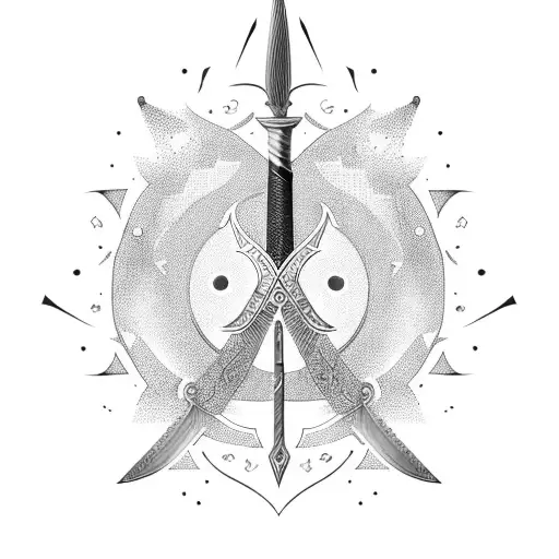 A Persian Shamshir and an Irish Longsword crossed, symbolizing strength and unity tattoo design idea