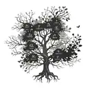 A family tree with the names Lukas, Leonie, Sofia, Marie, Eliana, and Philipp Lincoporated into the branches and leaves tattoo design idea