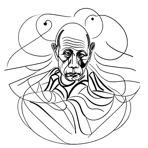 self improvement as a physical item drawn by picasso. tattoo design idea