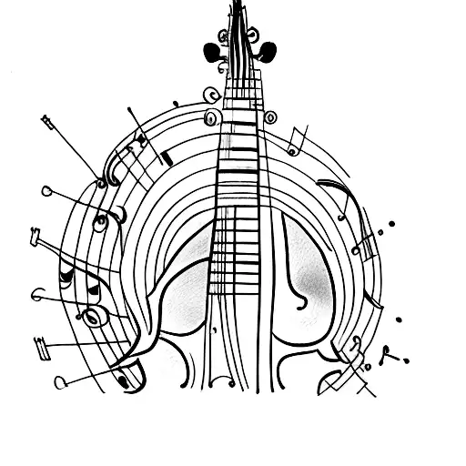 something to go along with a picasso's sketch of a violin tattoo design idea
