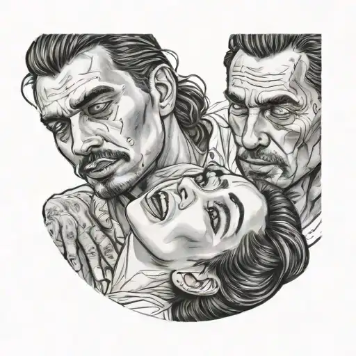 woman with beautiful eyebrows slapping a man who is dreamy tattoo design idea