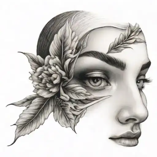 beautiful, elegance , slap , eyebrows, dreamy , illusion  tattoo design idea