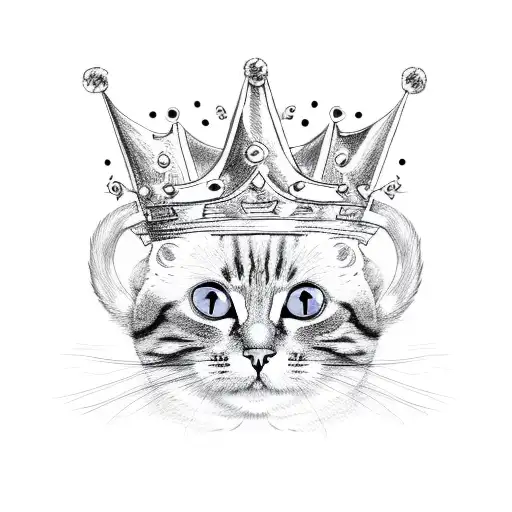 A cat paw wearing a king crown tattoo design idea