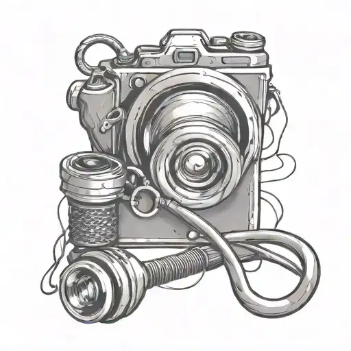 Create a tattoo of a stethoscope intertwined with a camera lens to represent your role as an ambulance trauma nurse and passion for photography tattoo design idea