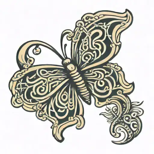 Celtic butterfly with initials p and c tattoo design idea