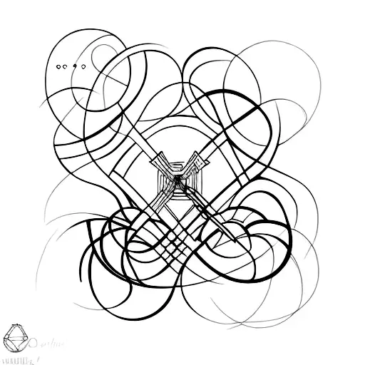 A minimalist tattoo combining elements of philosophy and science in an abstract composition tattoo design idea