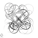 A minimalist tattoo combining elements of philosophy and science in an abstract composition tattoo design idea