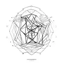 A minimalist tattoo combining elements of philosophy and science in an abstract composition tattoo design idea