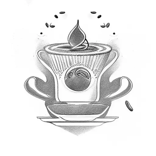 coffe cup with coffe beans tattoo design idea