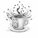 coffe cup with coffe beans tattoo design idea