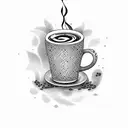 coffe cup with coffe beans tattoo design idea