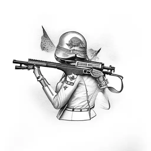 boots with rifle memorial with a crow tattoo design idea