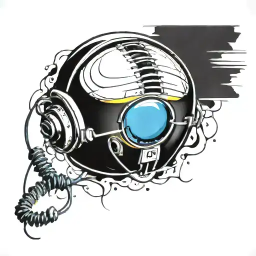 american football ball with a headset tattoo design idea