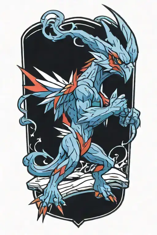 blaziken blue tattoo design idea