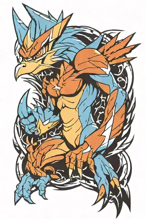 blaziken blue tattoo design idea