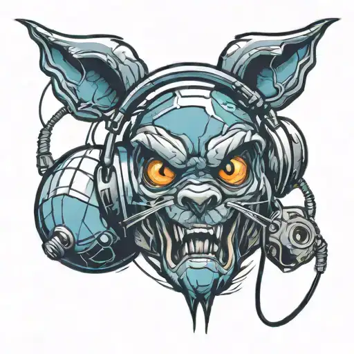 sports balls with a headset tattoo design idea