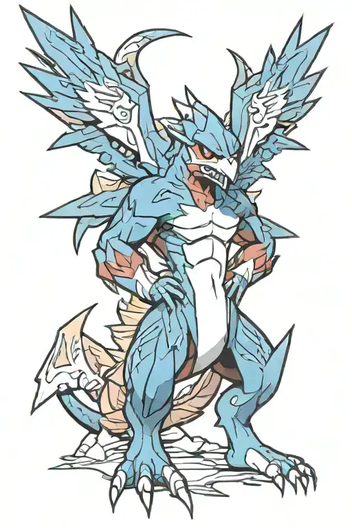 pokemon blaziken but blue tattoo design idea