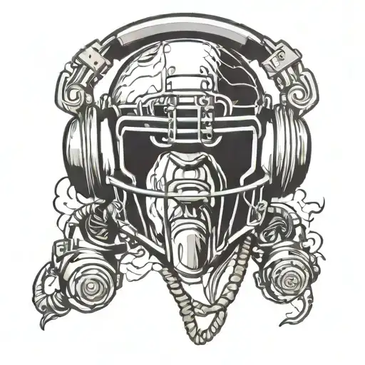 american football ball with a headset tattoo design idea
