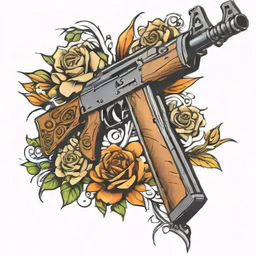 ak-47 rifle tattoo design idea