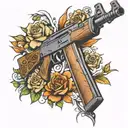 ak-47 rifle tattoo design idea