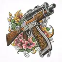 ak-47 rifle tattoo design idea