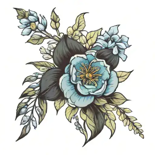 February, November, May, July, April, September birth flower bouquet   tattoo design idea