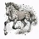 An adrenaline molecule morphing into a galloping foal tattoo design idea