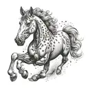 An adrenaline molecule morphing into a galloping foal tattoo design idea