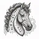 foal and chemical structure of adrenaline molecule tattoo design idea