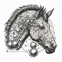 foal and chemical structure of adrenaline molecule tattoo design idea