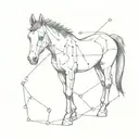 foal and chemical structure of adrenaline molecule tattoo design idea
