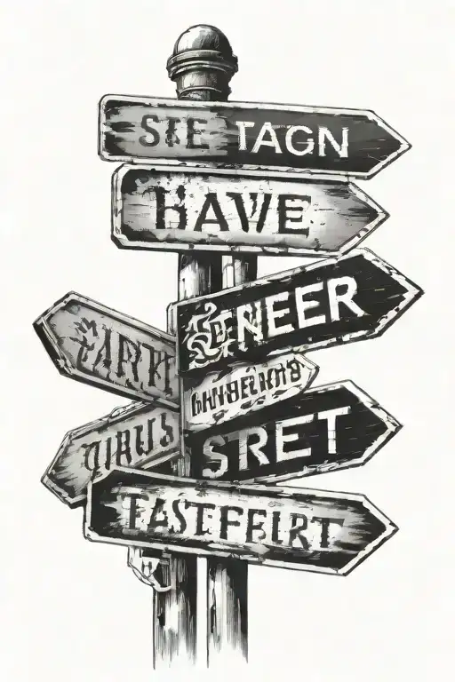 3 street signs with a tattoo design idea