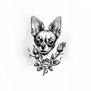 chihuahua with roses tattoo design idea