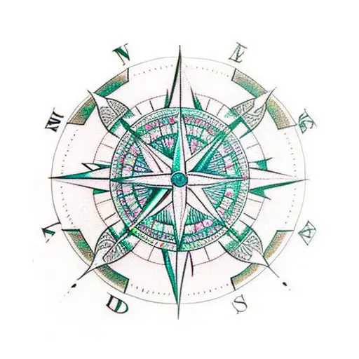 compass dream catcher peacock tattoo design idea