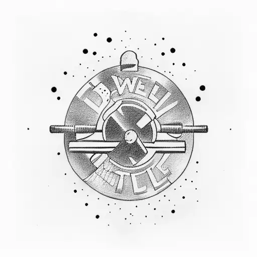 A motivational quote wrapped around a barbell tattoo design idea