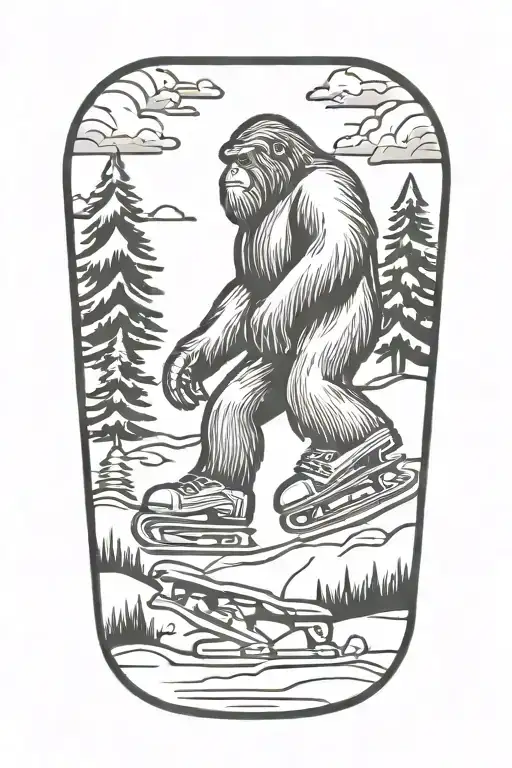 bigfoot ice skates tattoo design idea