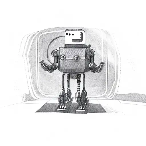 robot on spaceship launch tattoo design idea