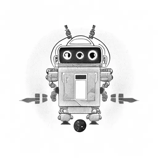 robot on spaceship launch tattoo design idea