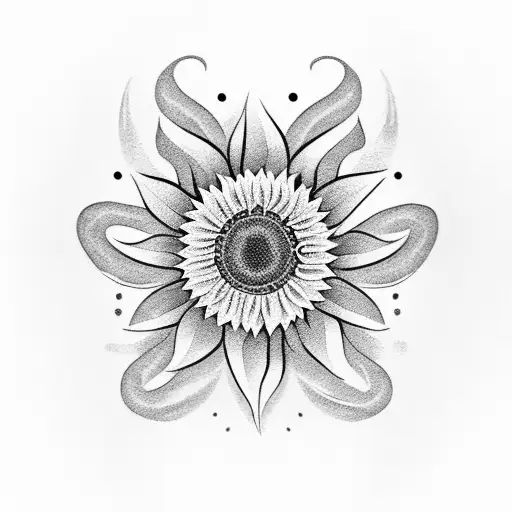 A field of sunflowers with a pharmacy symbol hidden among them tattoo design idea