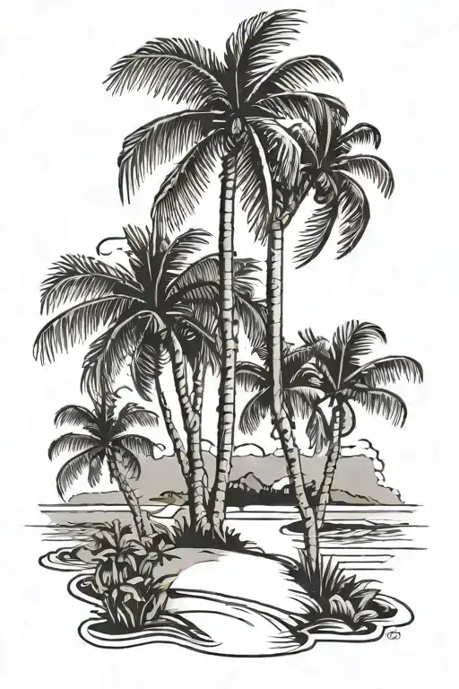 palms, beach, no speed limit, floral tattoo design idea