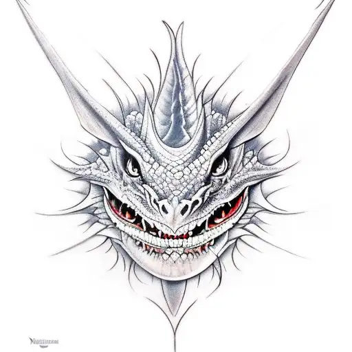 Dragon face with color  realistic tattoo design idea