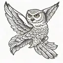 snow owl flying tattoo design idea