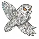 snow owl flying tattoo design idea