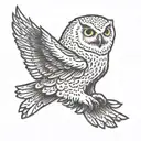 snow owl flying tattoo design idea