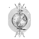 A globe with a bow and arrow shooting through it, representing the adventurous nature of a Sagittarius traveler tattoo design idea