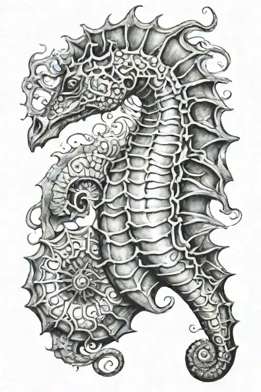 seahorse nightmare tattoo design idea