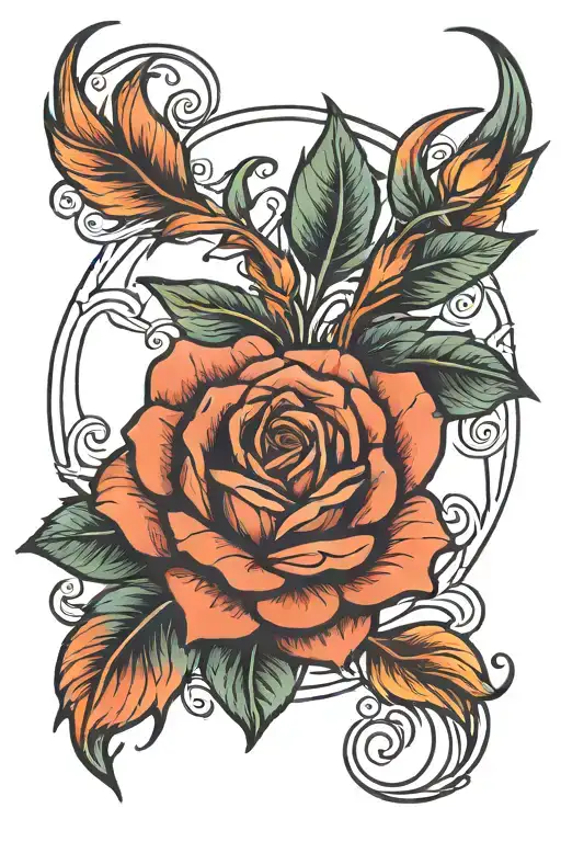 dainty fire rose unity symbol  tattoo design idea