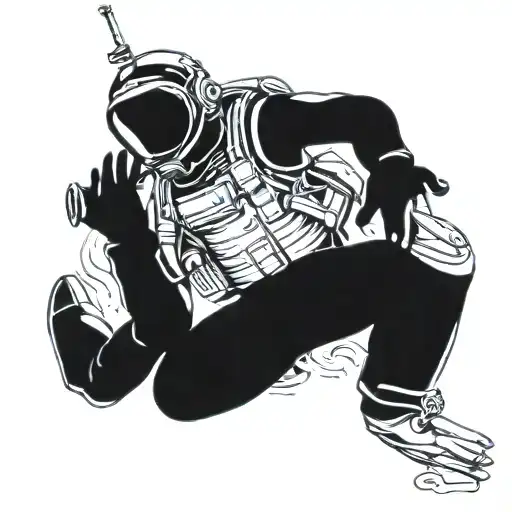 pinup scuba diver skiing tattoo design idea