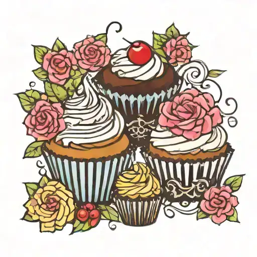 cupcakes tattoo design idea