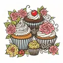 cupcakes tattoo design idea